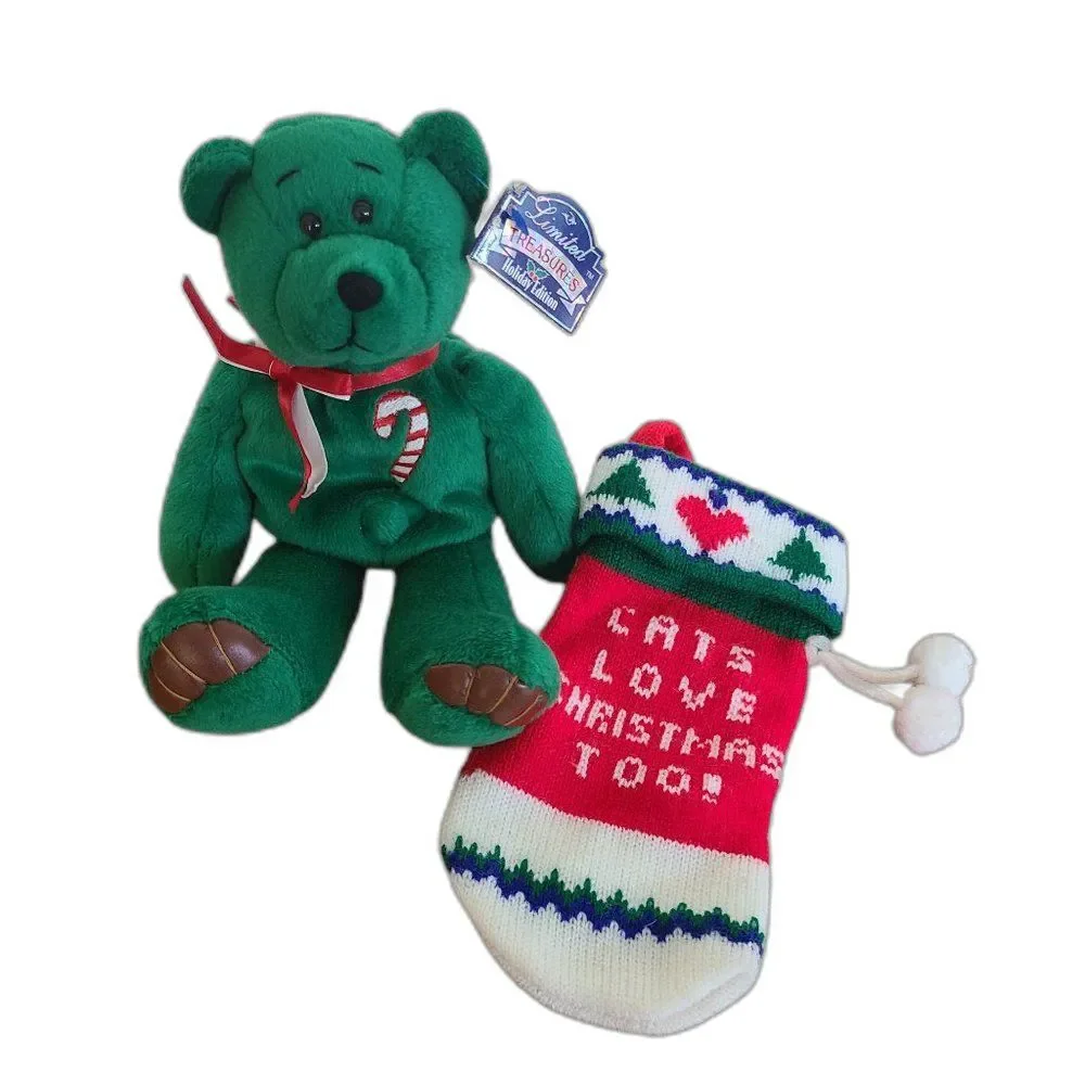 Limited Treasures Holiday Edition Sugar Cane Teddy Bear & Cat Christmas Stocking